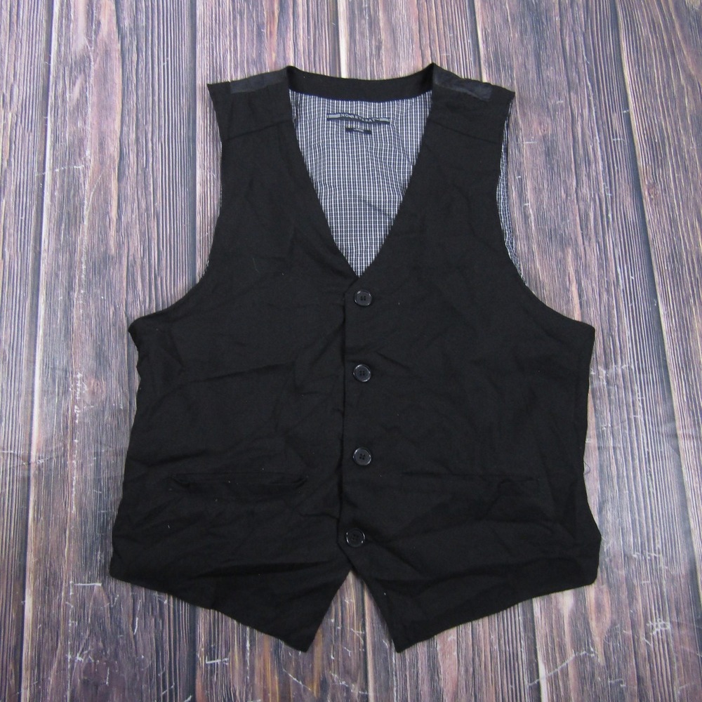 Suit Vest NO RETREAT Mens L Black Solid Polyester Rayon Cotton 3 Piece‎ Belted